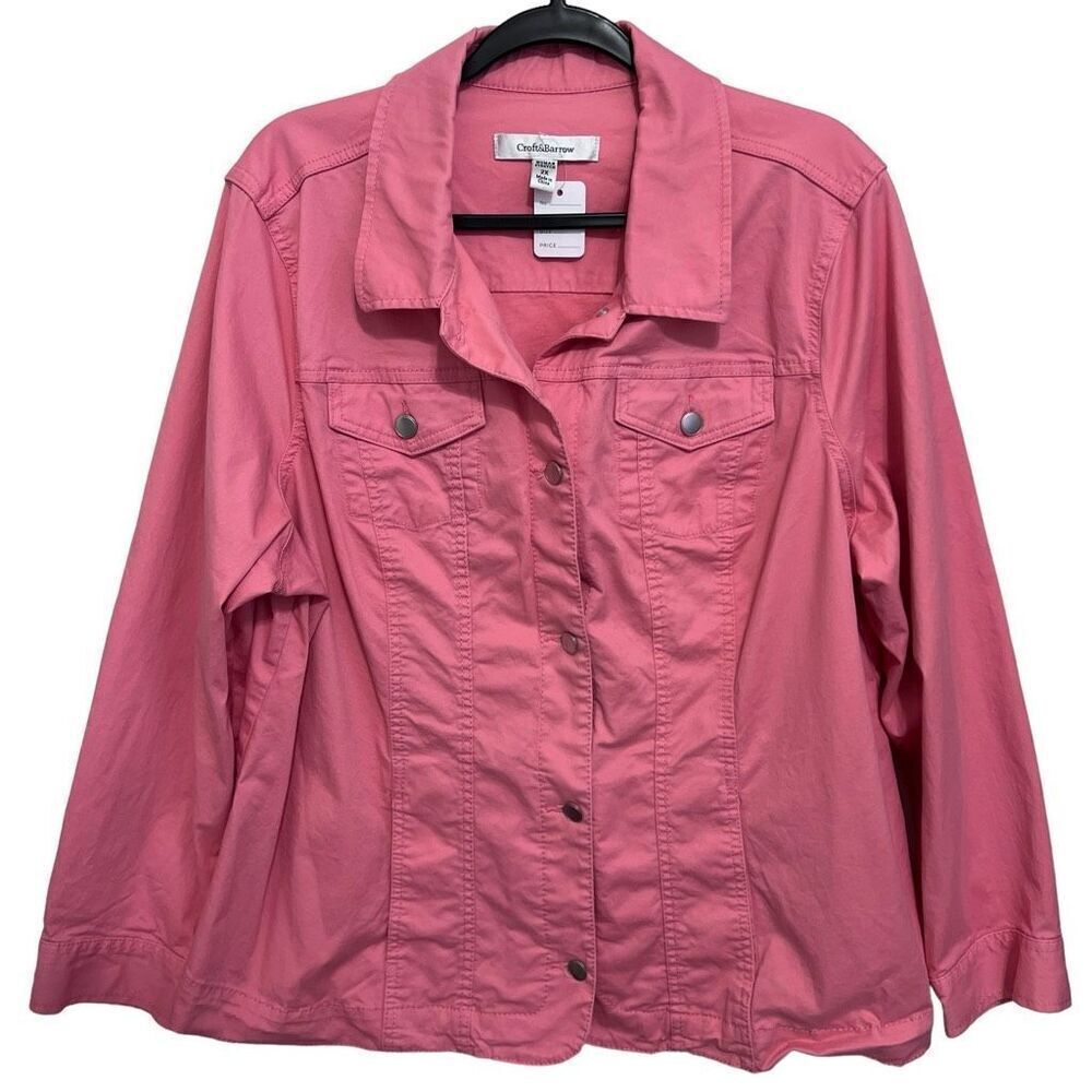 Croft & Barrow bright pink cotton lightweight jacket size 2x